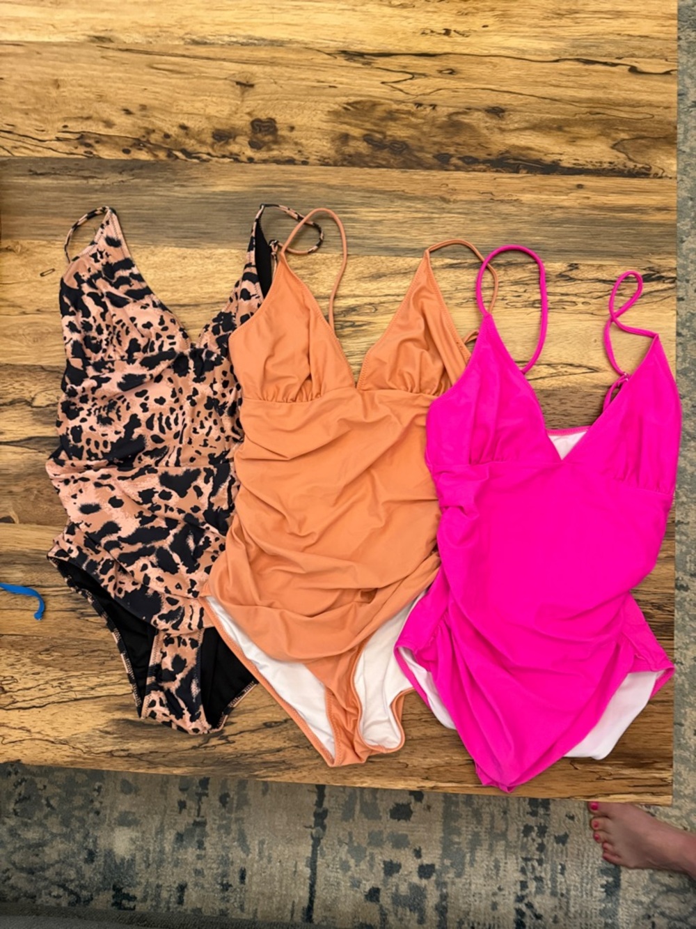 Women’s One-Piece Swimsuit - Hot Pink / Peach / Animal Print